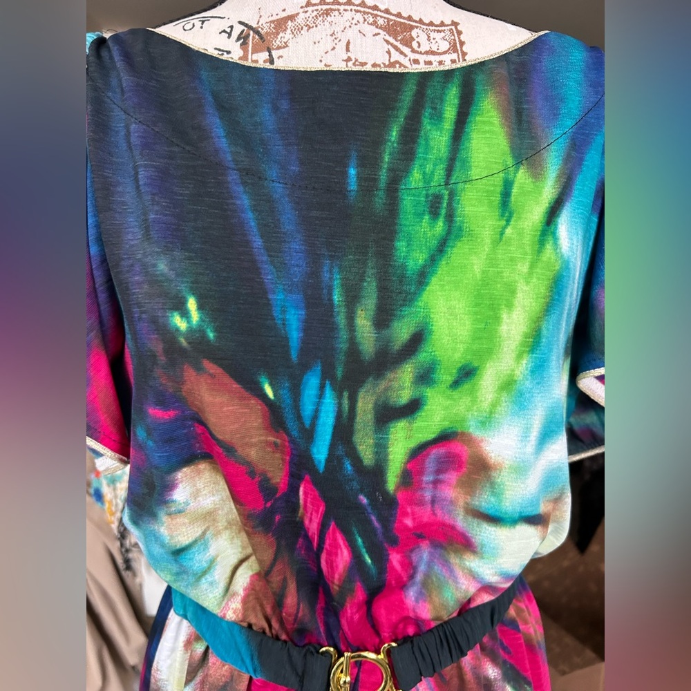 Angeleye London Belted Tie-Dye Pattern Dress with butterfly silhouette size M - Picture 2 of 12
